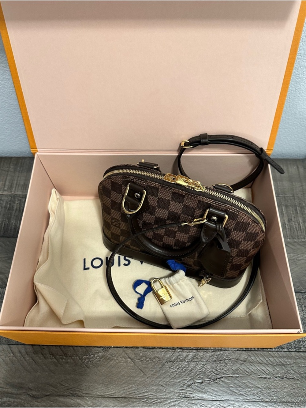 Louis Vuitton Damier Ebene Alma BB Handbag with Adjustable Strap - Picture 6 of 16